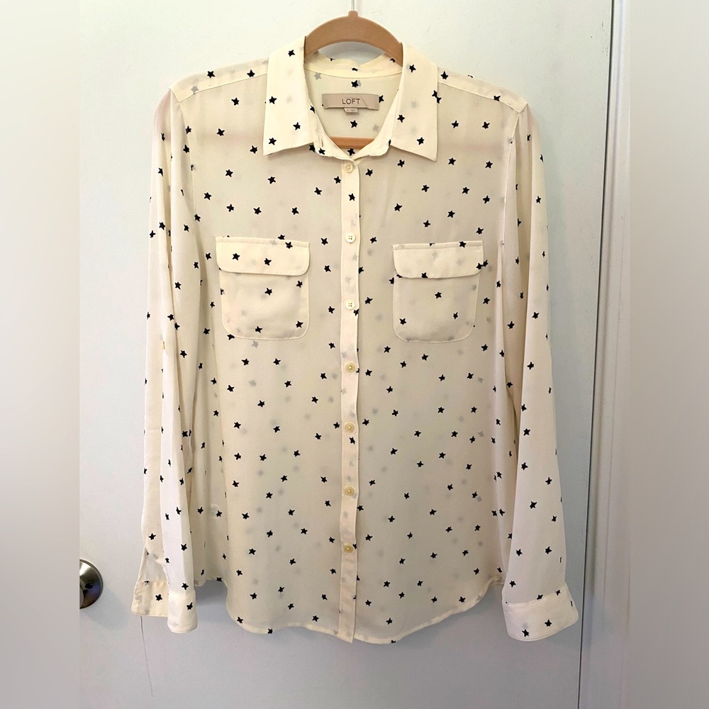 LOFT sheer button down blouse. Sz M
